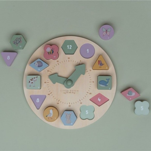 Puzle reloj de madera para niñas y niños de Little Dutch