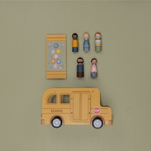 Autobús escolar de juguete en madera con muñecos Little Dutch
