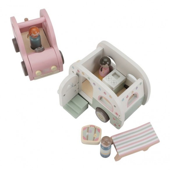 Set Coche y Caravana de juguete en madera de Little Dutch