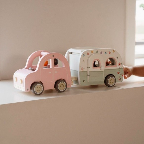 Set Coche y Caravana de juguete en madera unisex de Little Dutch