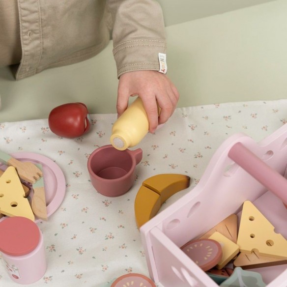 cesta de picnic juguete en madera con accesorios