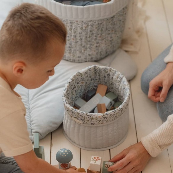 Cesta Acolchada Pequeña Reversible Forest Friends azul