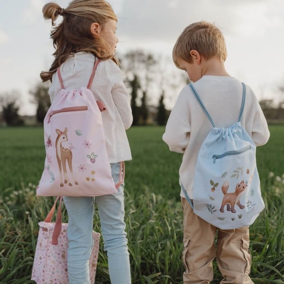 mochila saco infantil azul de little dutch