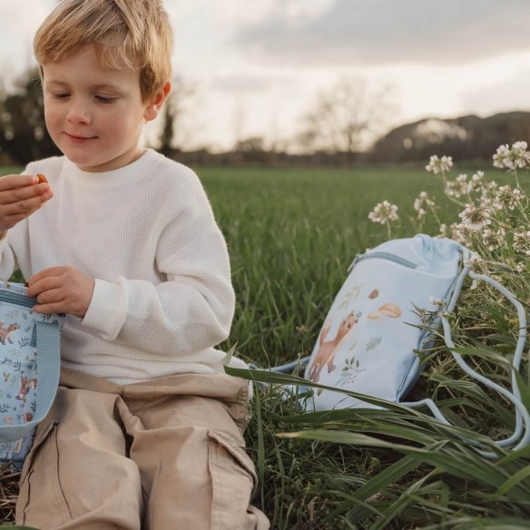 mochila saco infantil azul cordones