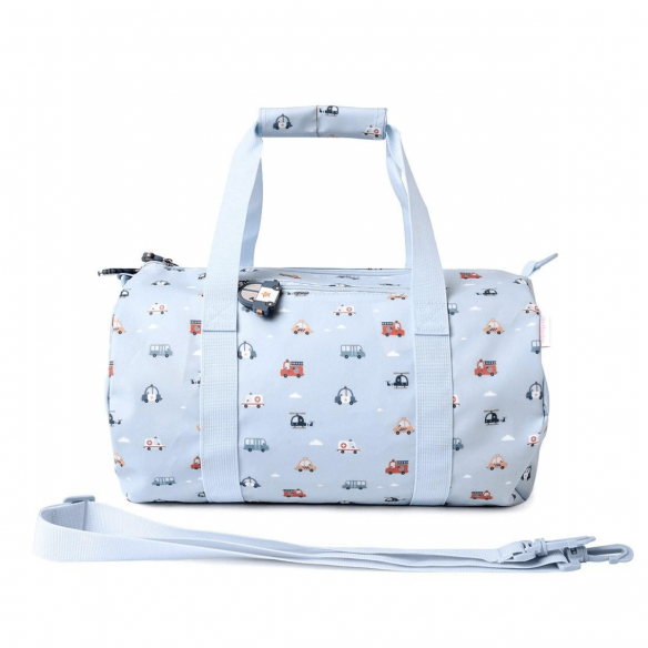 bolsa de deporte infantil personalizable coches azul