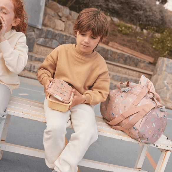 fiambrera funny letters personalizable con cajita interior y tenedor