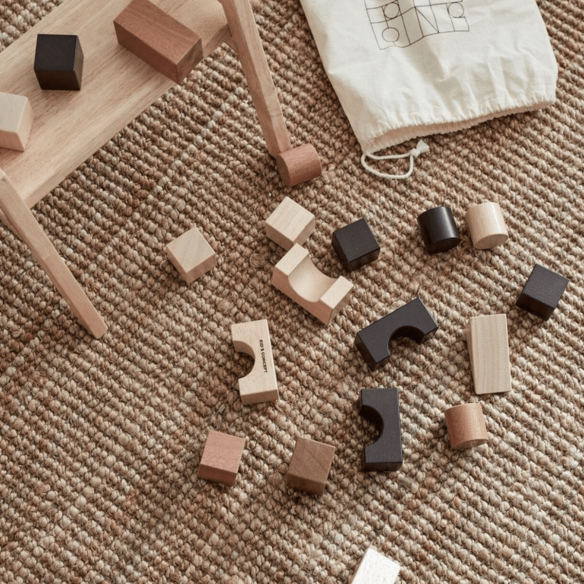 Bloques de Construcción bebé madera natural con bolsa