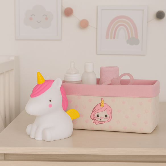 cesta decoración infantil unicornio