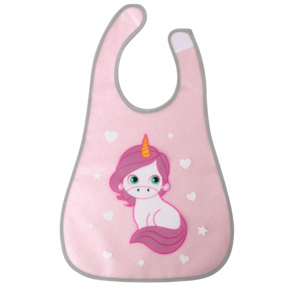 Babero de unicornio plastificado