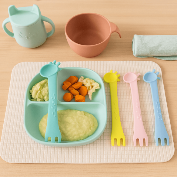 Cucharas Silicona bebé colores