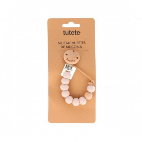 Sujeta chupetes rosa tutete
