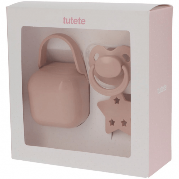 Set regalo para bebé cadena, chupete y cajita