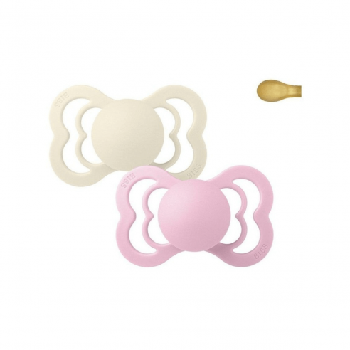 2 Chupetes Bibs Supreme Ivory / Baby Pink Látex