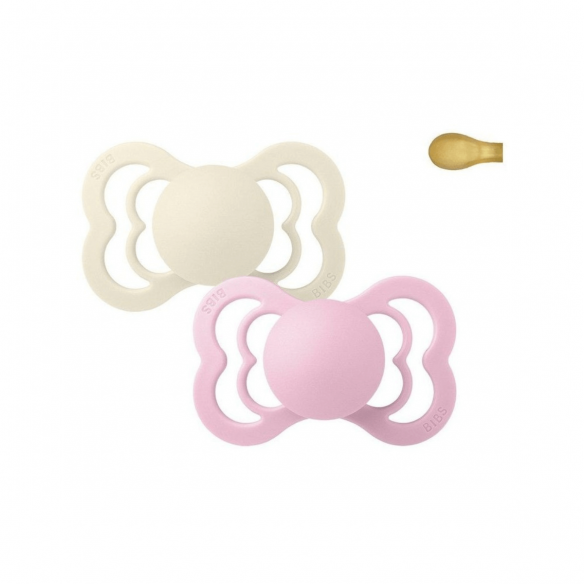 2 Chupetes Bibs Supreme Ivory / Baby Pink Látex