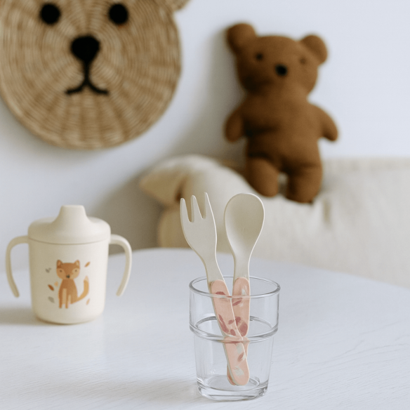 Cubiertos infantiles bambú rosas Fresk