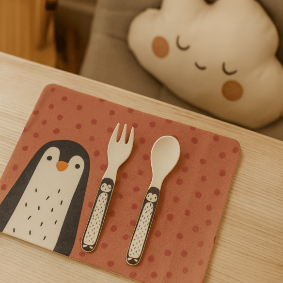 Tenedor y Cuchara bambú infantiles