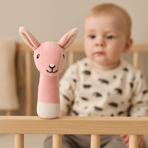 sonajero mano bebé peluche