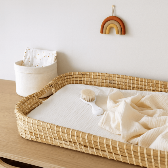 Set Peine y Cepillo Blanco bebé cerdas naturales unisex