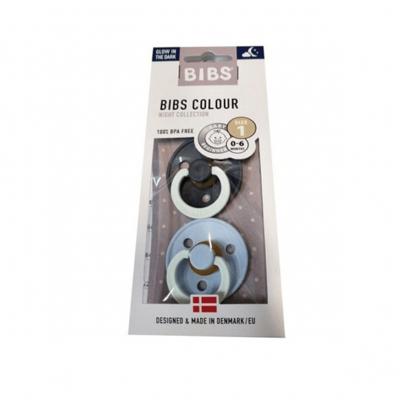 Chupetes bibs Nocturnos Colour Iron / Baby Blue
