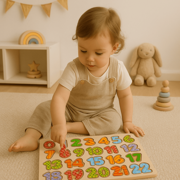 puzle madera bebé números encajable