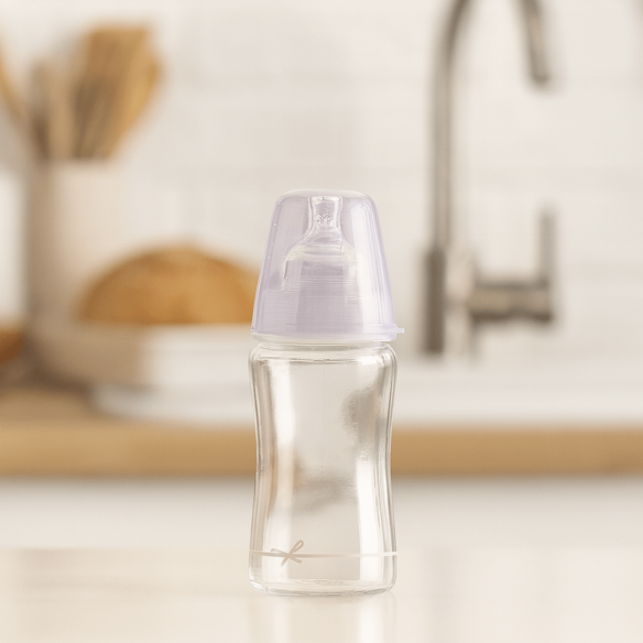 Biberón Cristal Baby Shower Rosa 250 ML de Lovi