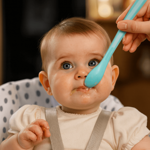 Cucharas rectas azules para bebé 2