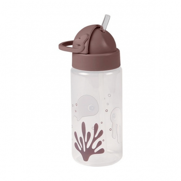 Botella rosa infantil pajita