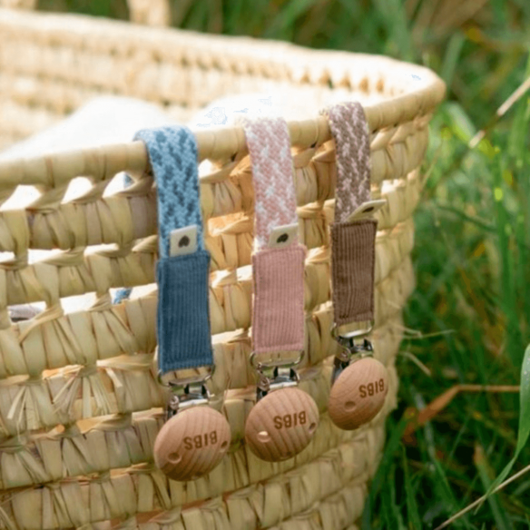 cadena chupetes bibs Trenzado Blush / Ivory