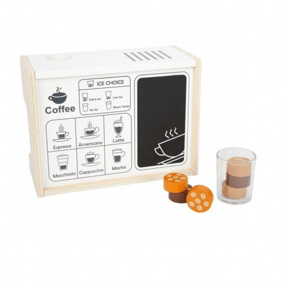 máquina de café de madera para niños