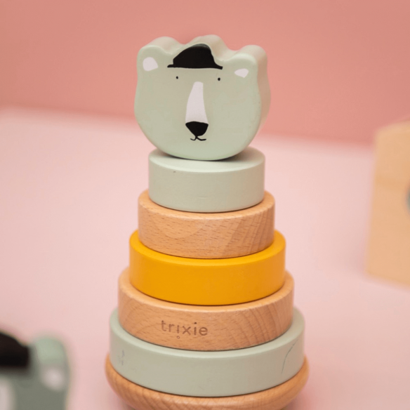 Torre Apilable Oso Polar para bebé madera