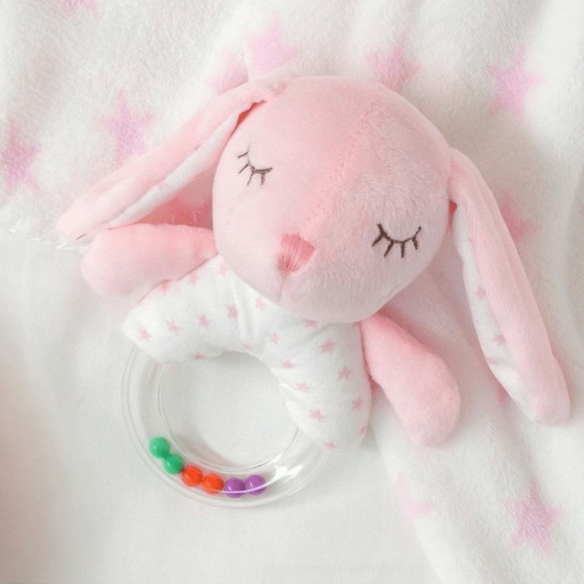 Sonajero de Peluche Conejito Rosa