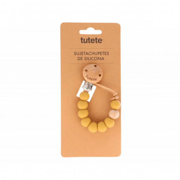 Sujeta chupetes Silicona Mostaza