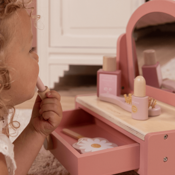 Juguete Tocador Maquillaje madera rosa