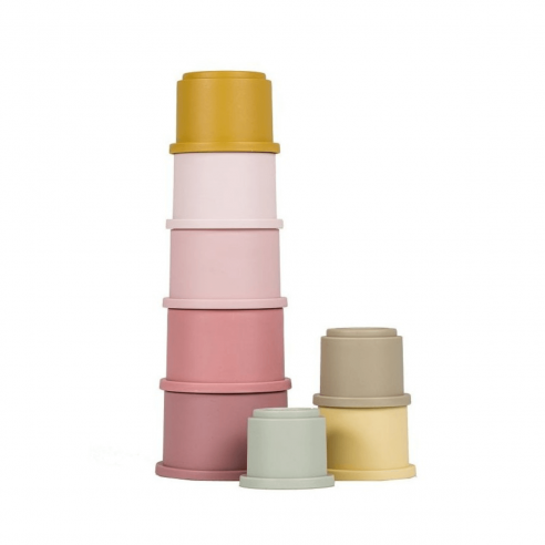 cubos apilables rosas para bebé Little Dutch