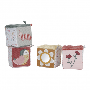 Cubos blanditos apilables flores y mariposas Little Dutch