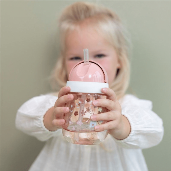Vaso con Pajita Flores y Mariposas Personalizable Little Dutch
