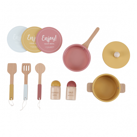 accesorios cocina de juguete en madera