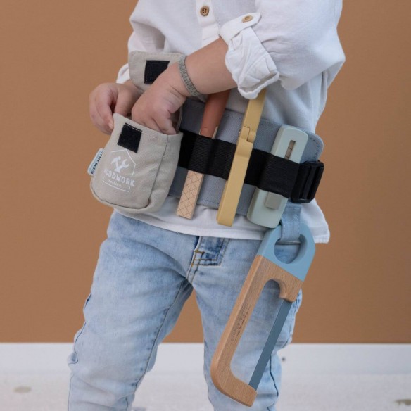 juguete niños madera cinturón con herramientas