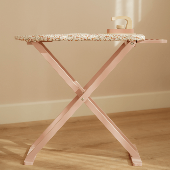 Tabla de planchar de juguete de madera rosa