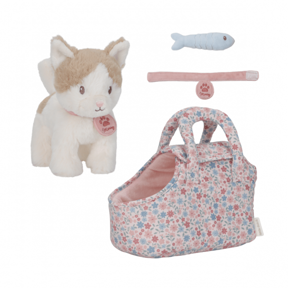 Gatito de Peluche con cesta para llevar y accesorios