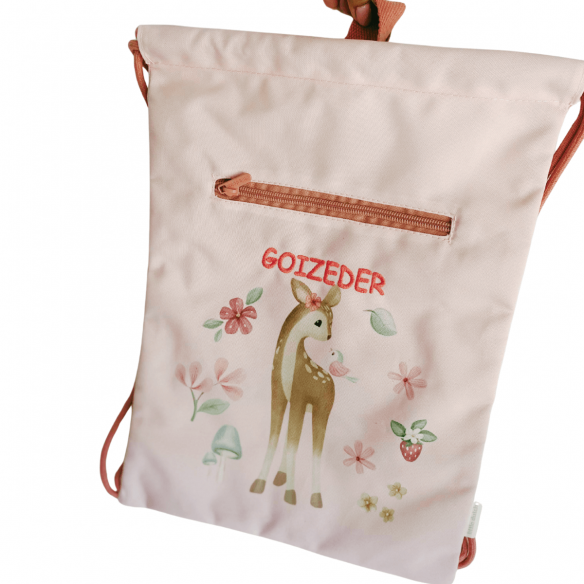mochila saco rosa personalizada Little Dutch