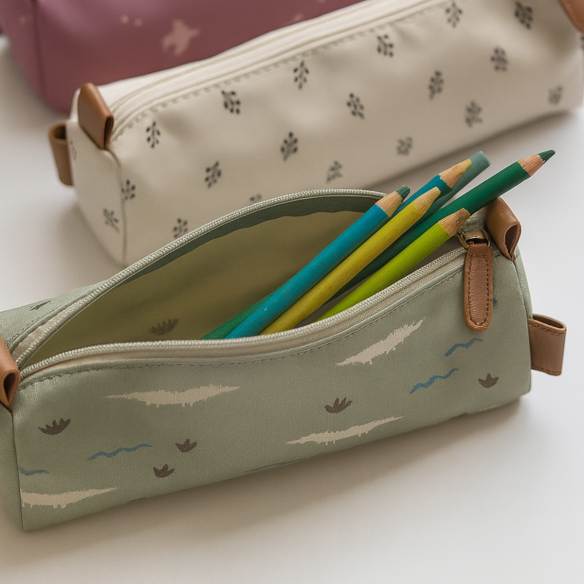 estuche verde cocodrilos