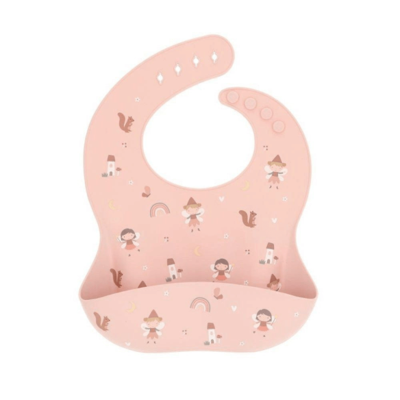 Babero de silicona rosa para bebé