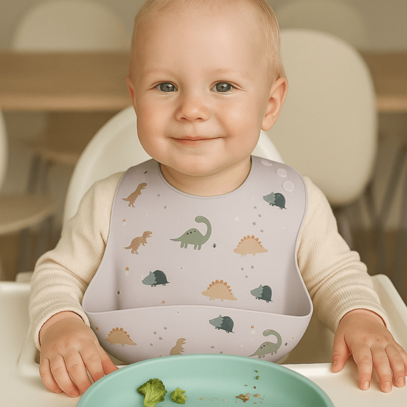 Babero de Silicona Dinosaurios