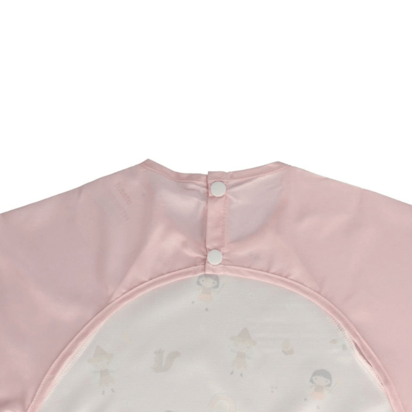 Babero con Mangas rosa estampado y broches plastificado