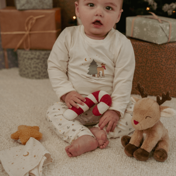 Caja Regalo Navidad para bebé Recién Nacido con peluche, doudou y sonajero