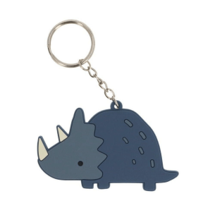 Llavero de silicona dinosaurio azul para mochila infantil