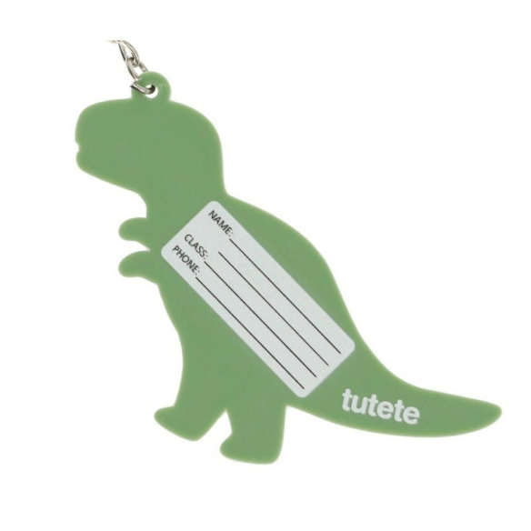 Llavero para mochila infantil de silicona dinosaurio datos personales