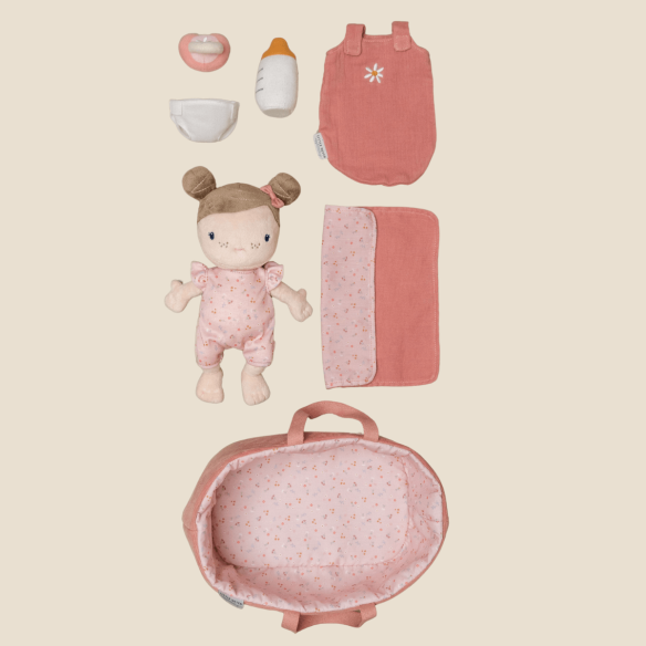 muñeca blandita personalizable rosa con accesorios