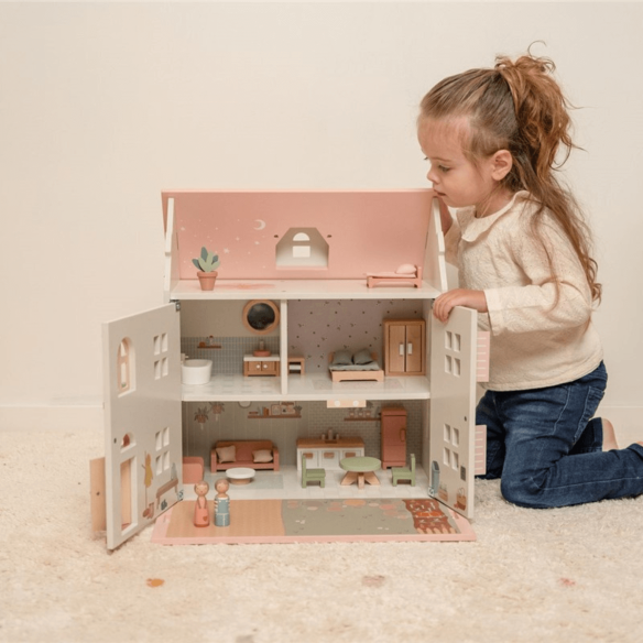 casa de muñecas de juguete en madera con accesorios de Little Dutch